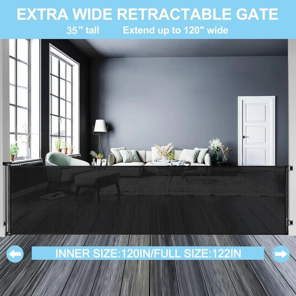 Extra Long Retractable Baby Gate - Indoor/Outdoor Pet Barrier