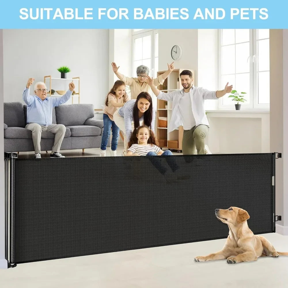 Extra Long Retractable Baby Gate - Indoor/Outdoor Pet Barrier